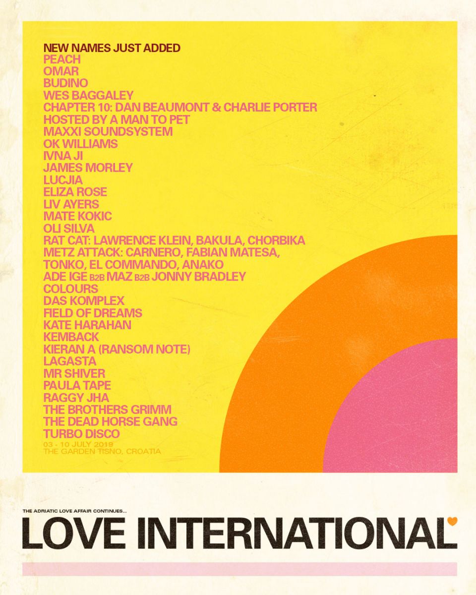 The latest additions to the 2019 Love International lineup.