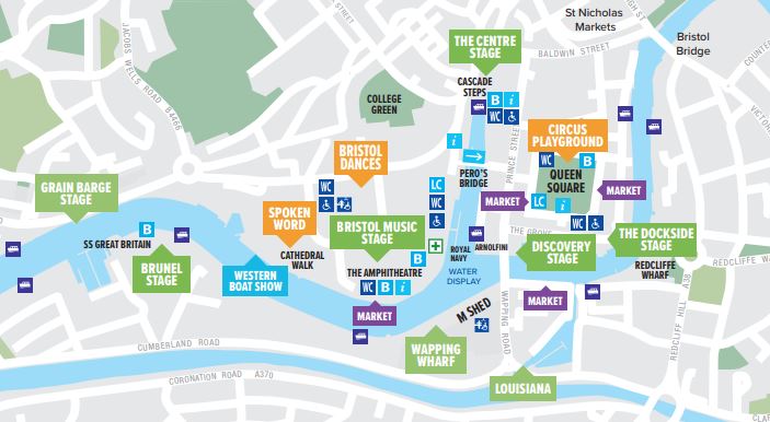 The 2019 Bristol Harbour Festival site map.