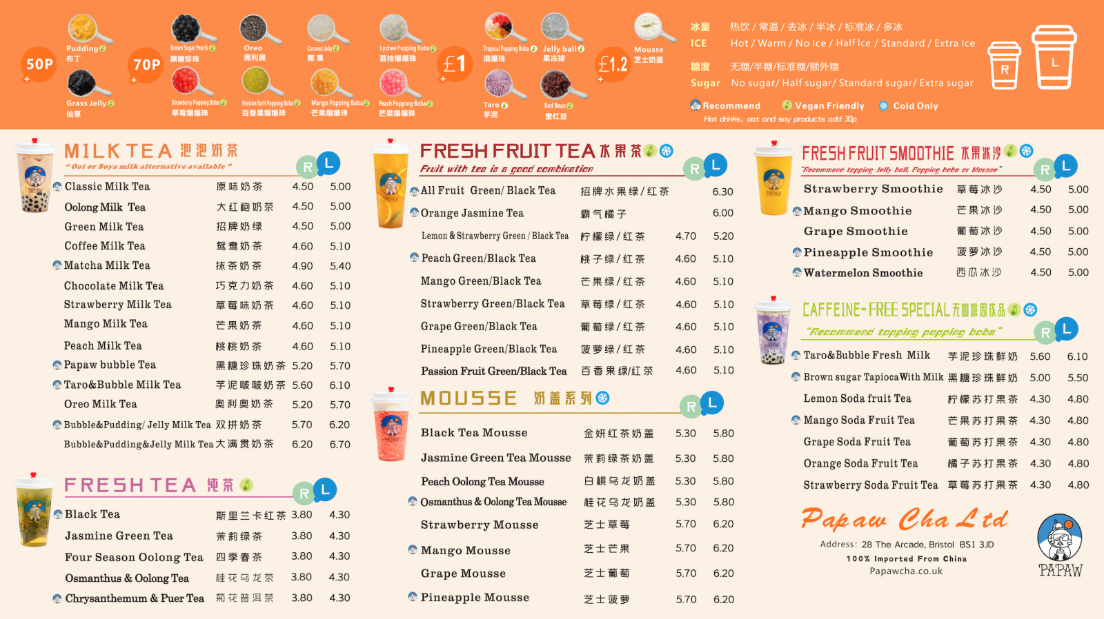 Papaw Cha Bristol - Bubble Tea in Bristol