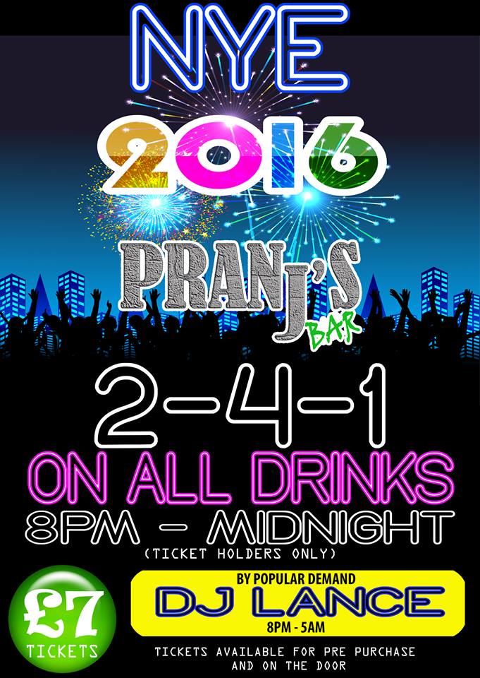 New Years Eve at Pranj&#039;s Bar in Bristol includes a 2-4-1 drinks offer