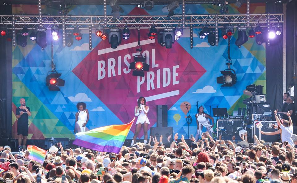 Alexandra Burke on stage at Bristol Pride 2018. Photo: Neil James Brain