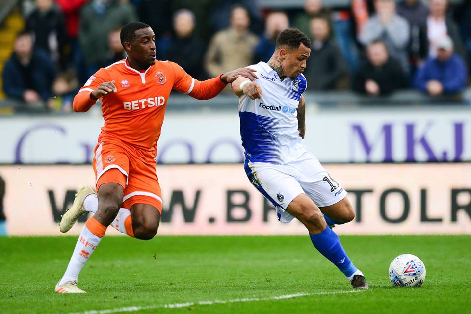 Free-scoring Jonson Clarke-Harris lines up a shot during Rovers' recent 4-0 win against Blackpool.