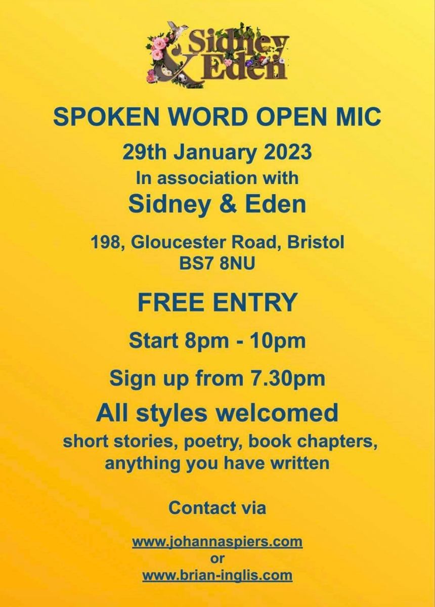 Spoken Word in Bristol - Open Mic at Sidney and Eden