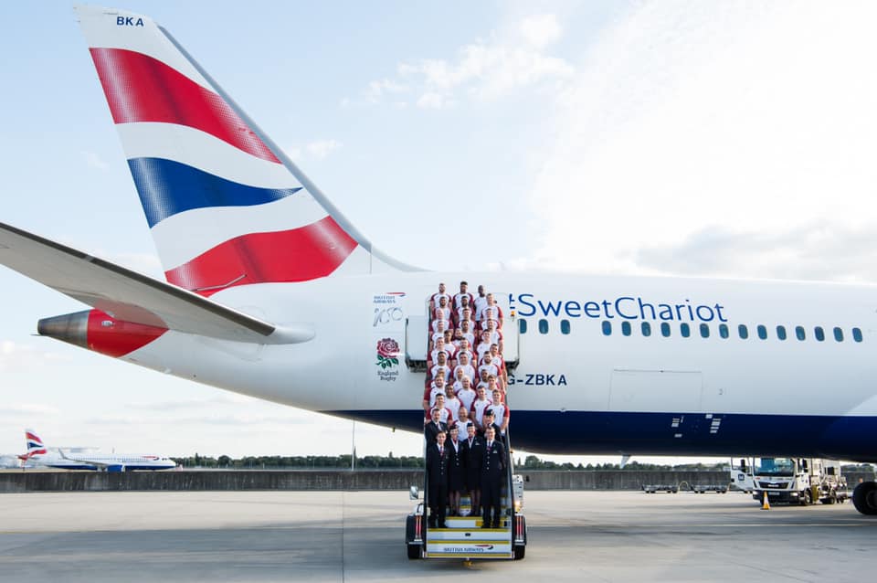 The England squad ahead of their journey to Japan.