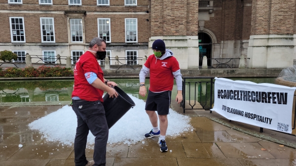 Bristol independents dump kilos of surplus ice in protest against government curfew